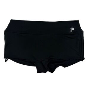 Pink Victorias Secret Ultimate Festival Y2K Gym Shorts M Black Side Cinch Sporty